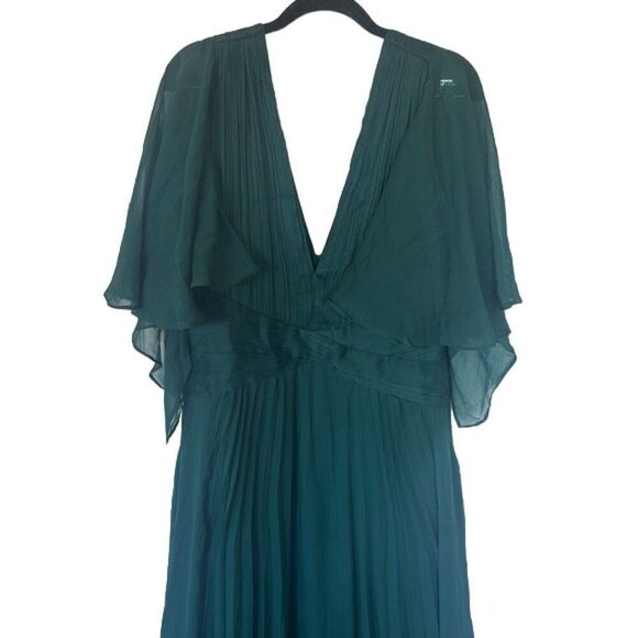 Asos Design Bridesmaid Ruched Bodice Drape Maxi Dress Wrap Waist In Forest Green - Picture 7 of 11